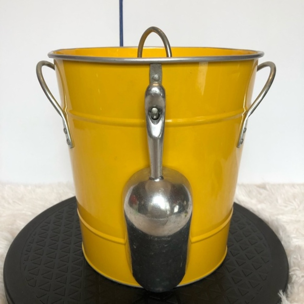 Yellow Metal Ice Bucket with Scoop